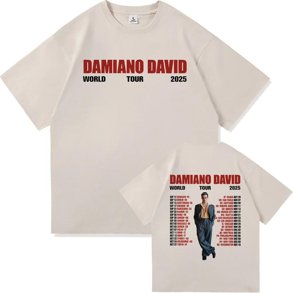 Heißer Verkauf Damiano David Lustige Kleine Ängste Welttournee Poster Grafikdruck T-Shirt Herren Damen Streetwear Harajuku Hip Hop Locker Lässig Übergroßes Oberteil