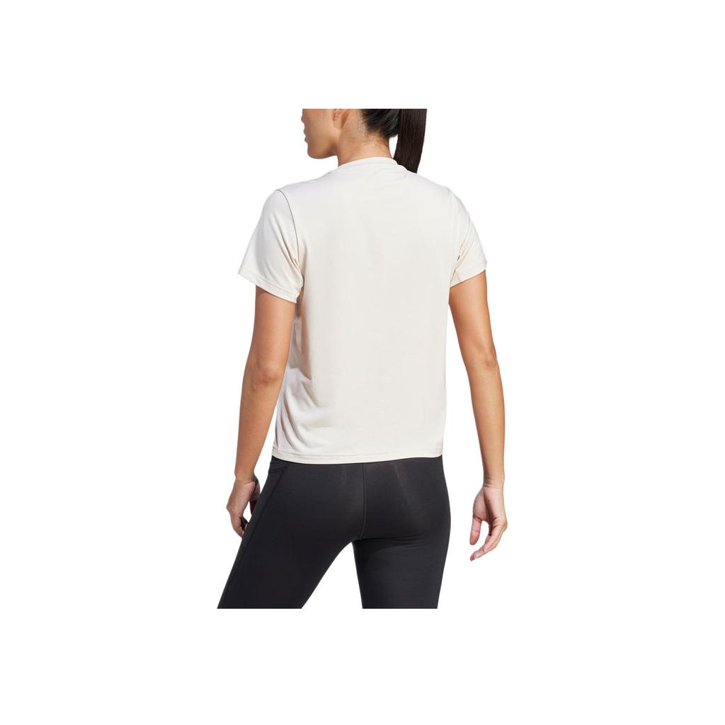 Adidas Power Tee Solid Logo Sport Crew Neck Short Sleeve T-Shirt Women Tops Linen-Brown IN6209