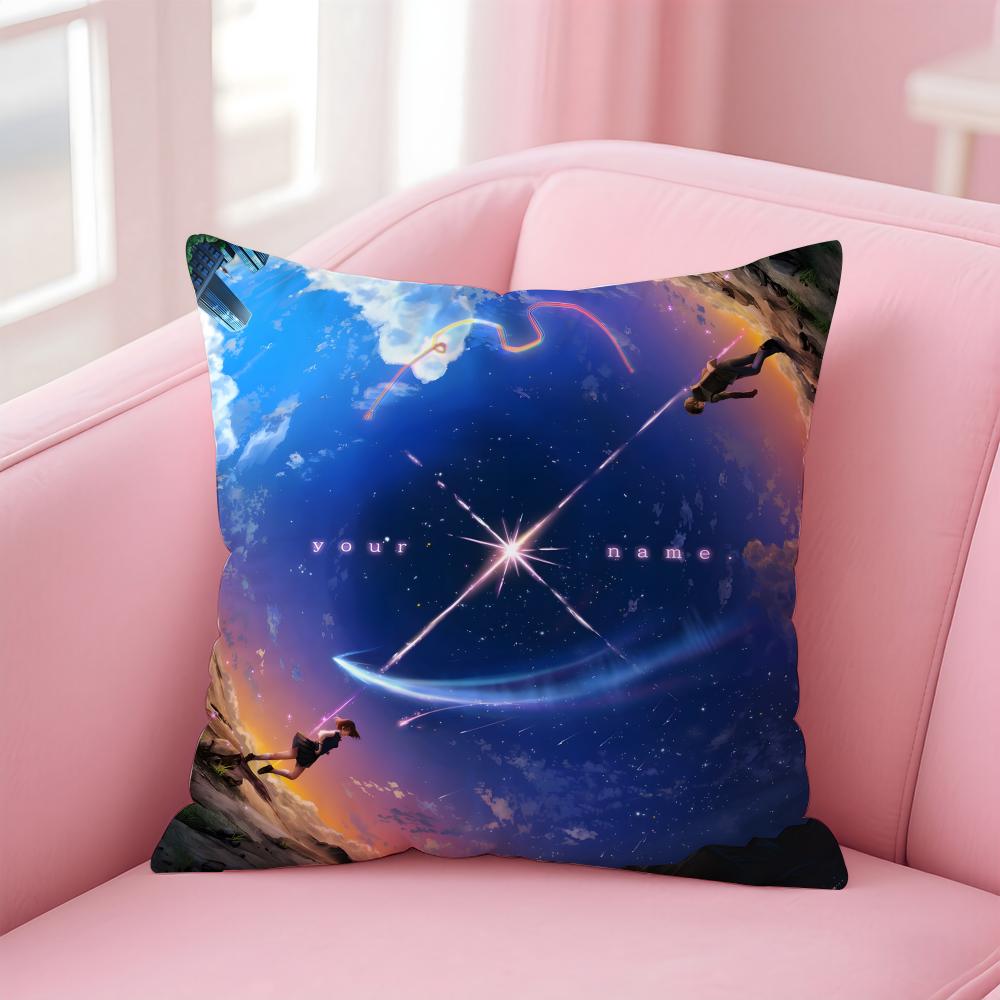 Anime YYou NameS Cushion Cover Pillow Case Soft Friendly Fabric  Concealed Zipper