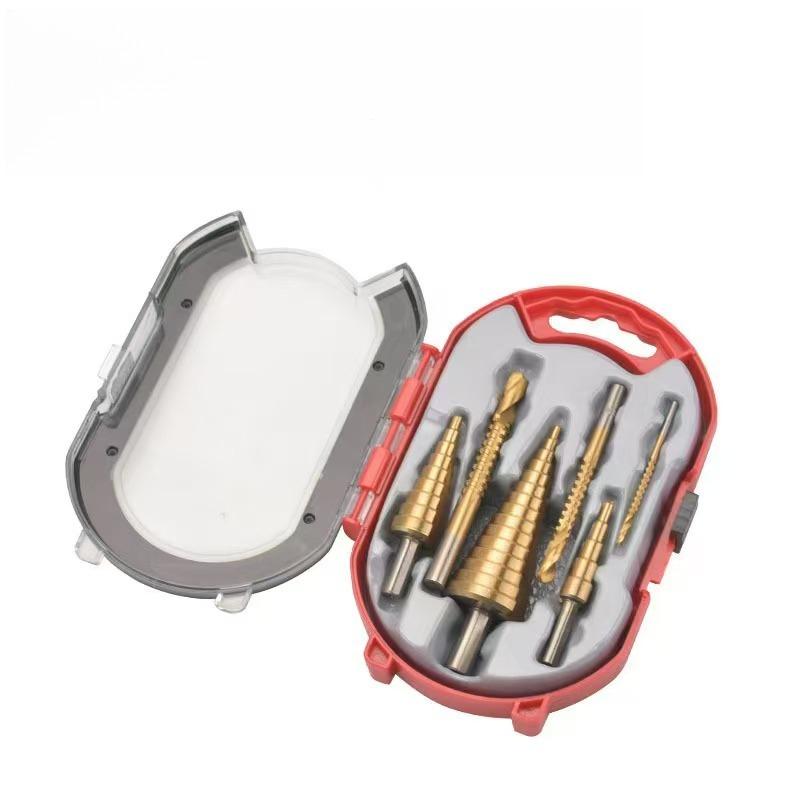 6PCS High Speed Steel Step Drill Bit Set Cone Hole Cutter 3-12mm 4-12mm 4-20mm Multisize Pagoda Drill Bits For Metal Stainless