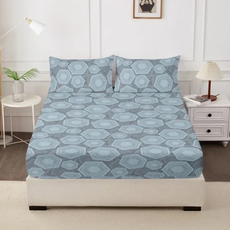 1PC Printed Fitsheet Single Double Twin Queen Size Mattress Cover with Elastic Band Bedsheet Soft Comfortable Fitted Sheet