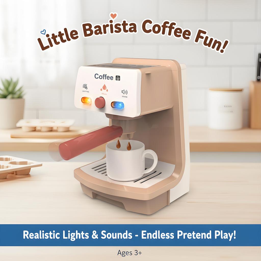Coffee Maker Toy, Interactive Simulation, Light & Sound Effects, Perfect for Pretend Play