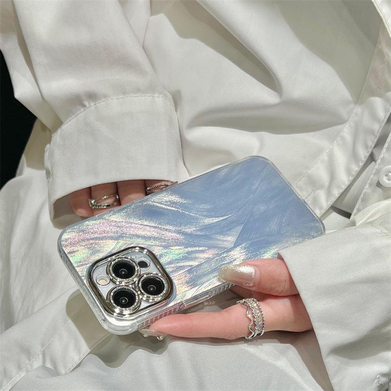 

Чехол премиум-класса с цветным градиентом и перьями для iPhone 15 Pro Max 14 13 12 Pro 11 Чехлы «все включено» с блестящей пленкой для линз iPhone 11