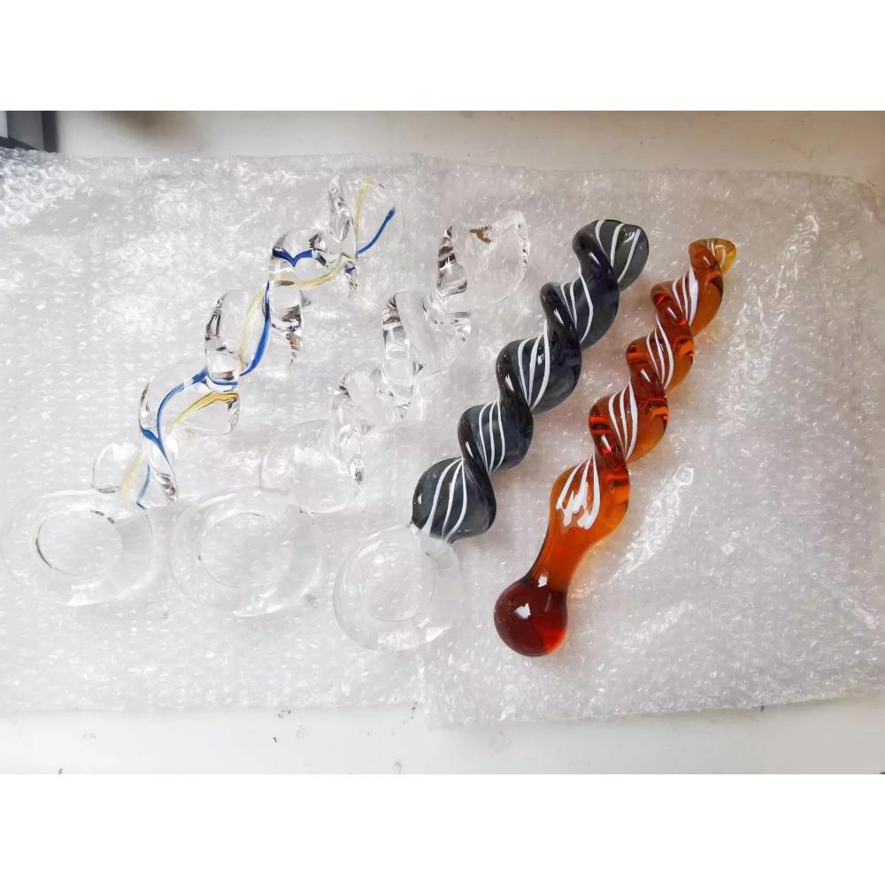 VaHppy Threaded Circle Stained Glass Dildo Adult Sex Toys Anal Plugs Female Masturbation SM  Gay Twisted Twist 4 Styles