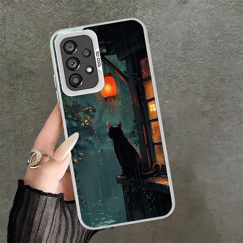 Healing Sense Cat Rain Shockproof Phone Case for Samsung A17 A16 A15 A14 A37 A57 A36 A56 A26 A35 A55 A25 A34 A54 A24 A13 A23 A33