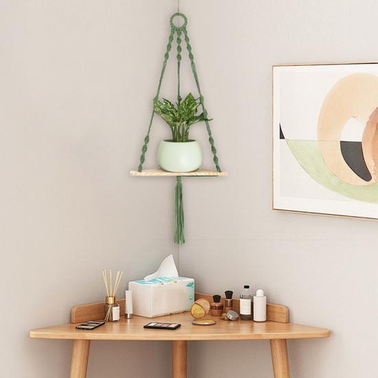 Wall Hanging Corner Shelf Bohemia Handmade Cotton Rope 45659 Tier Triangle Storage