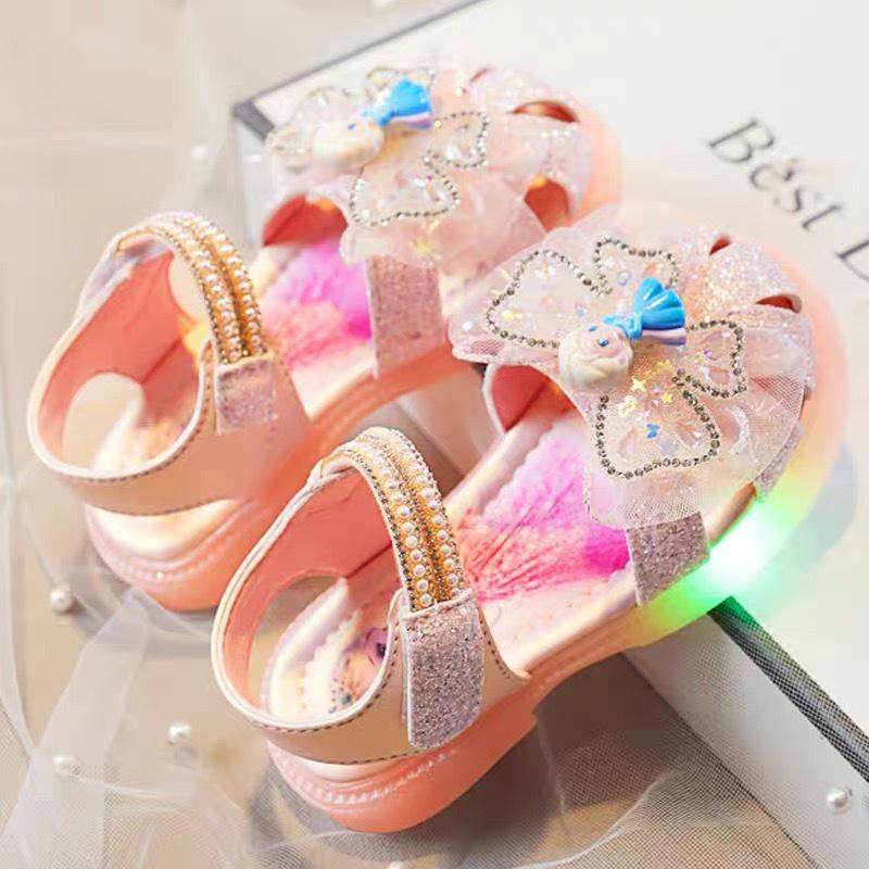 Summer Girls Closed Toe Sandals Breathable Princess Children Shoes Baby Toddler Sandals 22 розовый