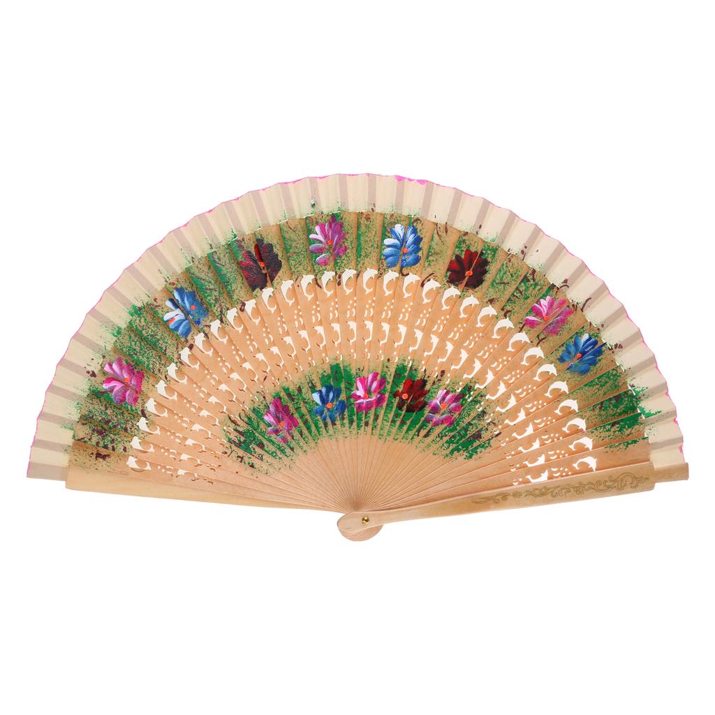 Colorful Wood Folding Fan Handheld Classical Spanish Fan Chinese Handheld Wood Folding Fan Dancing Parties