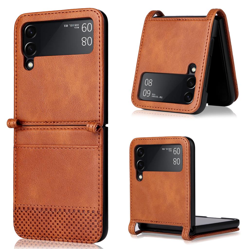 Card Slot Anti -Slip Leather Phone Case For Samsung Galaxy Z Flip 4 5g Flip4 Flip3 Flip 3 Shockproof Cover For Samsung Z Flip4