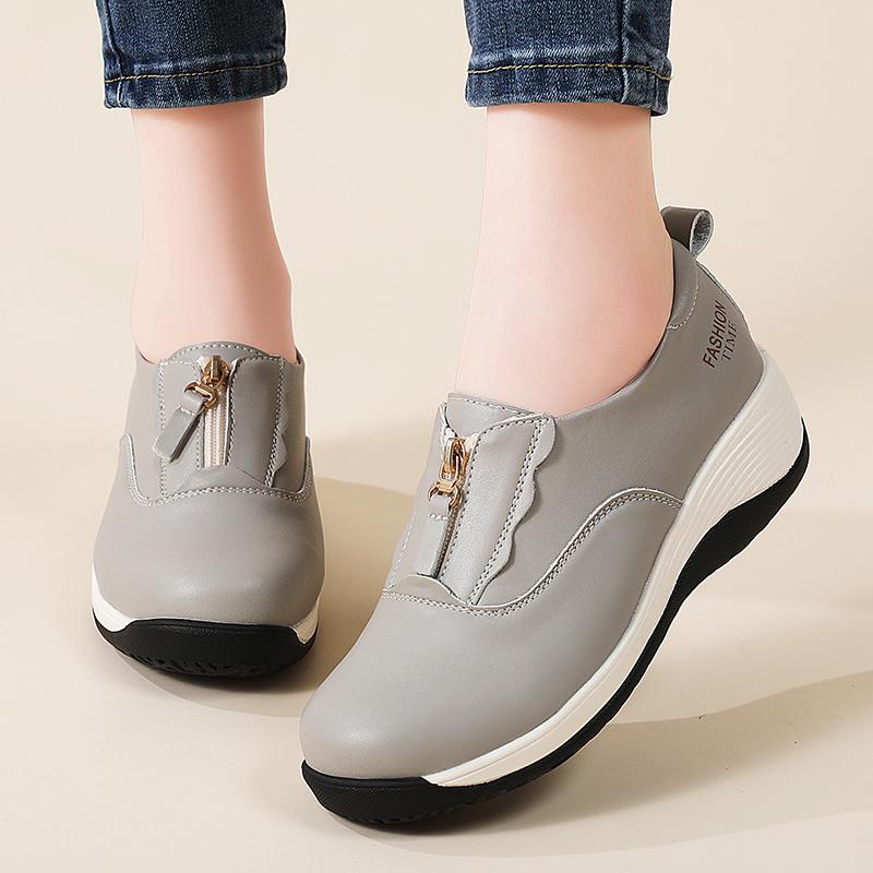 

Женские лоферы на платформе, мокасины, повседневные слипоны, толстая подошва, обувь для лифта, трясущаяся обувь для мамы, больших размеров 43 серый