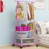 Mobile Floor-Standing Triangle Coat Rack with Wheels and Multi-Layer Storage for Clothes and Drying