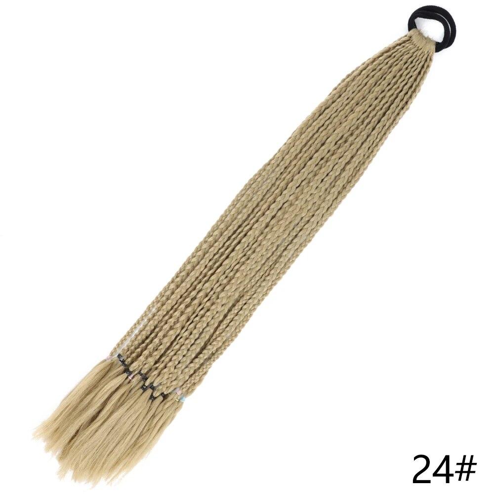 XINRAN Synthetic Long Straight Braids Hair With Rubber Bands Rainbow Braided Ponytail For Women And Girls Cosplay Party Accessories