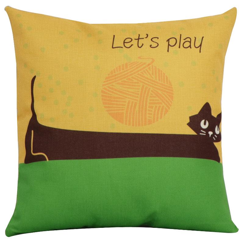 American Lovely Cartoon Cat Pillow Cover Animal Dog Home Decorative Throw Pillow Case Linen Wedding Office Sofa Cushion Cover