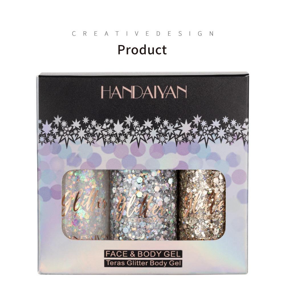 Brokatowy cień do powiek, cekiny, 3-częściowy zestaw Balsam do ciała o syrenie, pokaz na scenie, w klubie nocnym