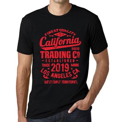 Men’s Vintage Tee Shirt Graphic T Shirt California Trading 2019 Deep Black Red Text