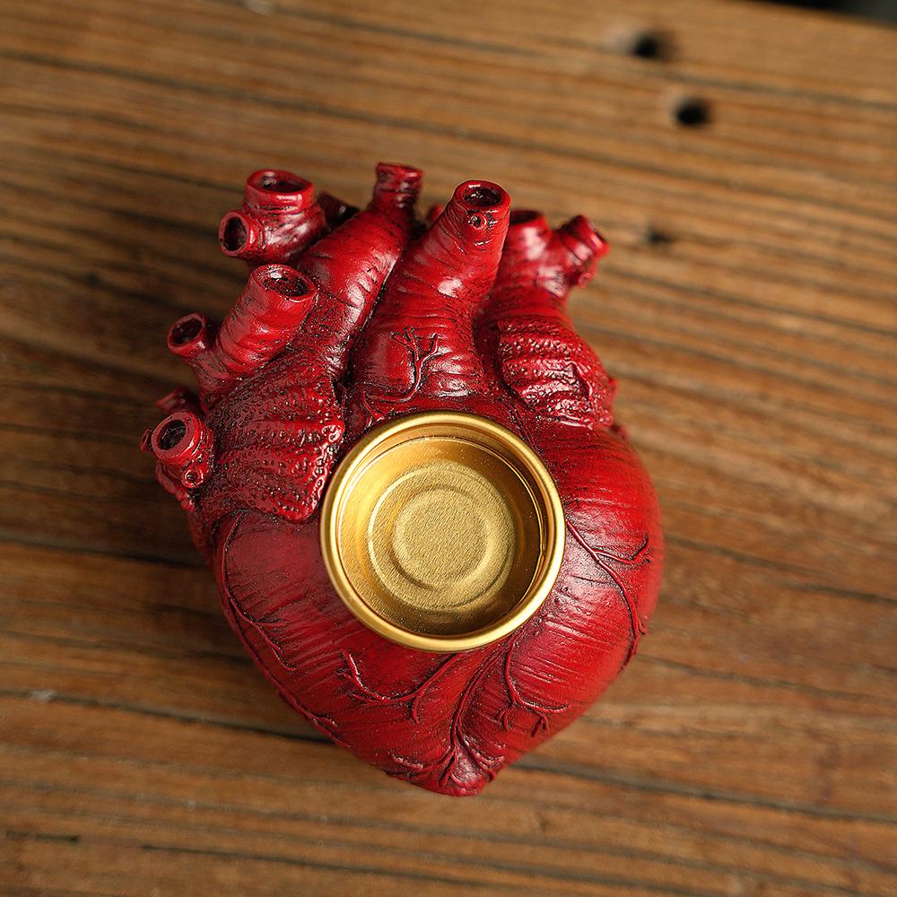 1 Piece Halloween New Arrangement Scary Candle Holder Decoration Heart Brain Ghost Festival Decoration Supplies Props