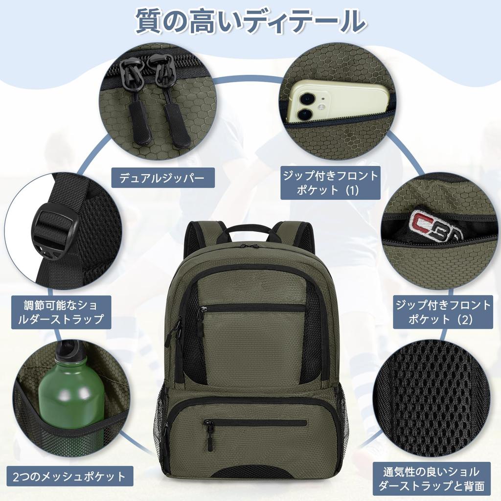 Rxakudedo Soccer Backpack for Basketball and Volleyball Durable Ball and Shoe Organizer with Separate Compartments for Sports Large Gray - Equipment,