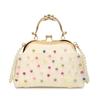 Neue Retro-Stil 3D Blumengesteppte Handtasche Metallverschluss Perlen-Tote Bag Elegante Abendtasche Kette Schulter Crossbody Clutch Tasche