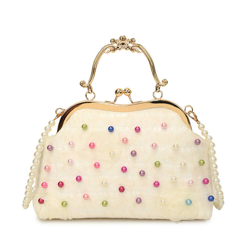 Neue Retro-Stil 3D Blumengesteppte Handtasche Metallverschluss Perlen-Tote Bag Elegante Abendtasche Kette Schulter Crossbody Clutch Tasche