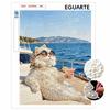 5D Pearl Painting Kit Framed with Fancy Cat On Yacht Design Sparkling Bead Art Canvas DIY Relaxing Craft for Wall Decor Gift