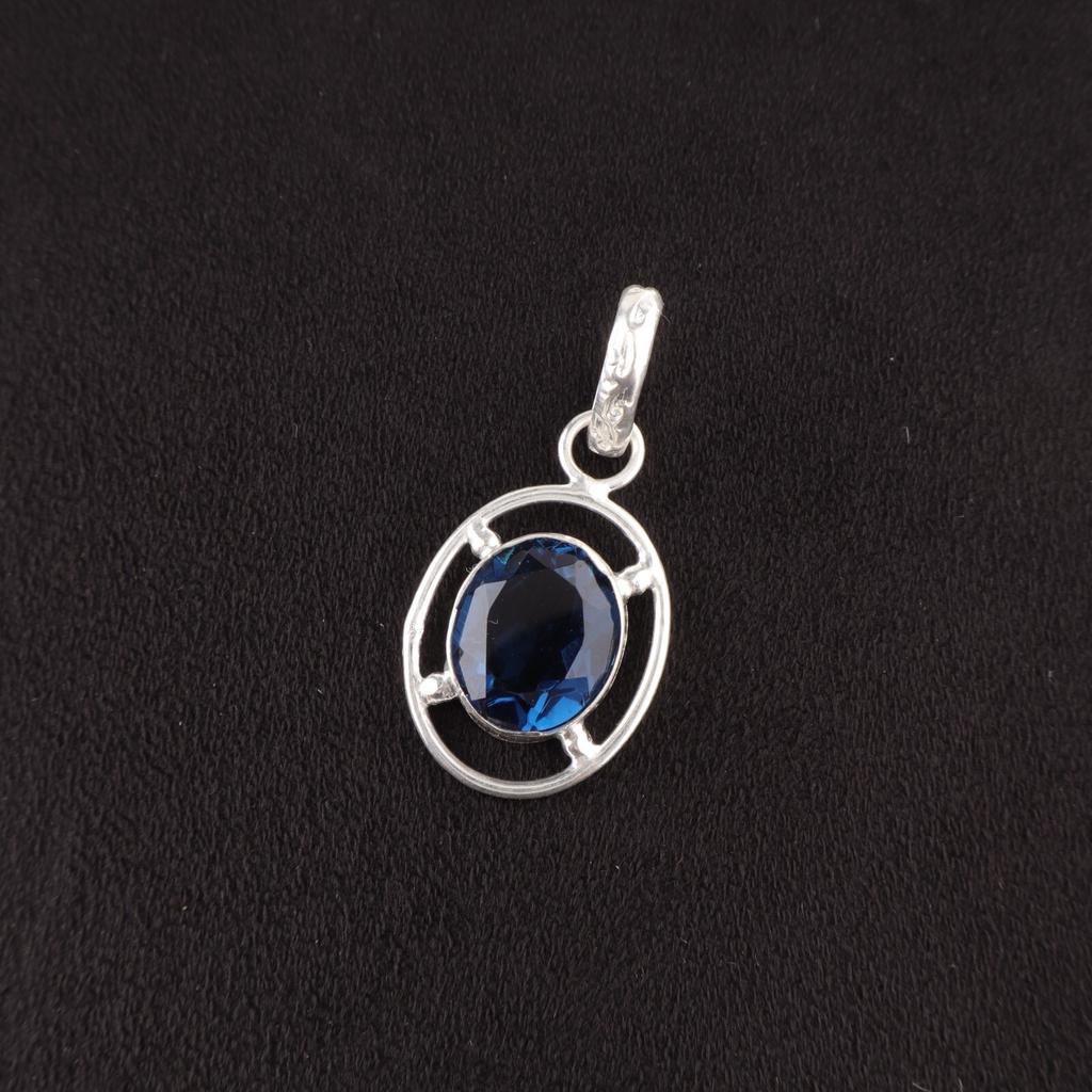Oval Natural London Blue Topaz Mother Gift Wedding Pendant 925 Sterling Silver PP-6-7