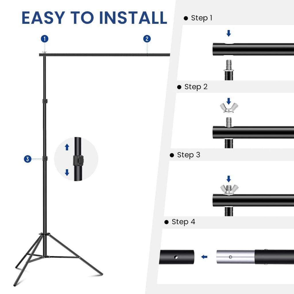Kit Supporto Sfondo Foto Video Studio Fotografico 2x3M Supporto Sfondo Regolabile Attrezzatura Studio Robusta