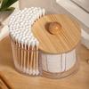 Porta con Doppio Scomparto - Organizzatore Trasparente per Bastoncini di Cotone e Dischetti di Cotone - Contenitore Trasparente da Bagno per Trucco