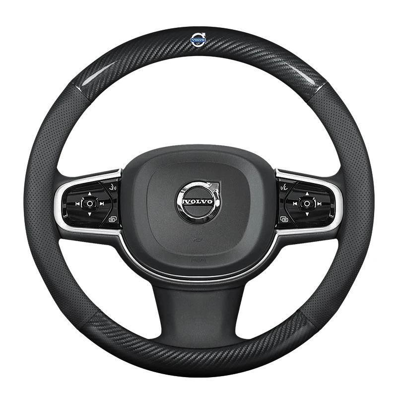Volvo XC40 XC60 XC70 XC90 S40 S60 S80 S90 V40 V50 V60 V70 V90 C30 C70 Carbon fiber Leather Car Steering Wheel Cover Accessories