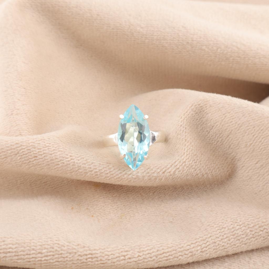 Sky Blue Topaz Gemstone 925 Sterling Silver Jewelry December Birthstone Ring RR-65-2