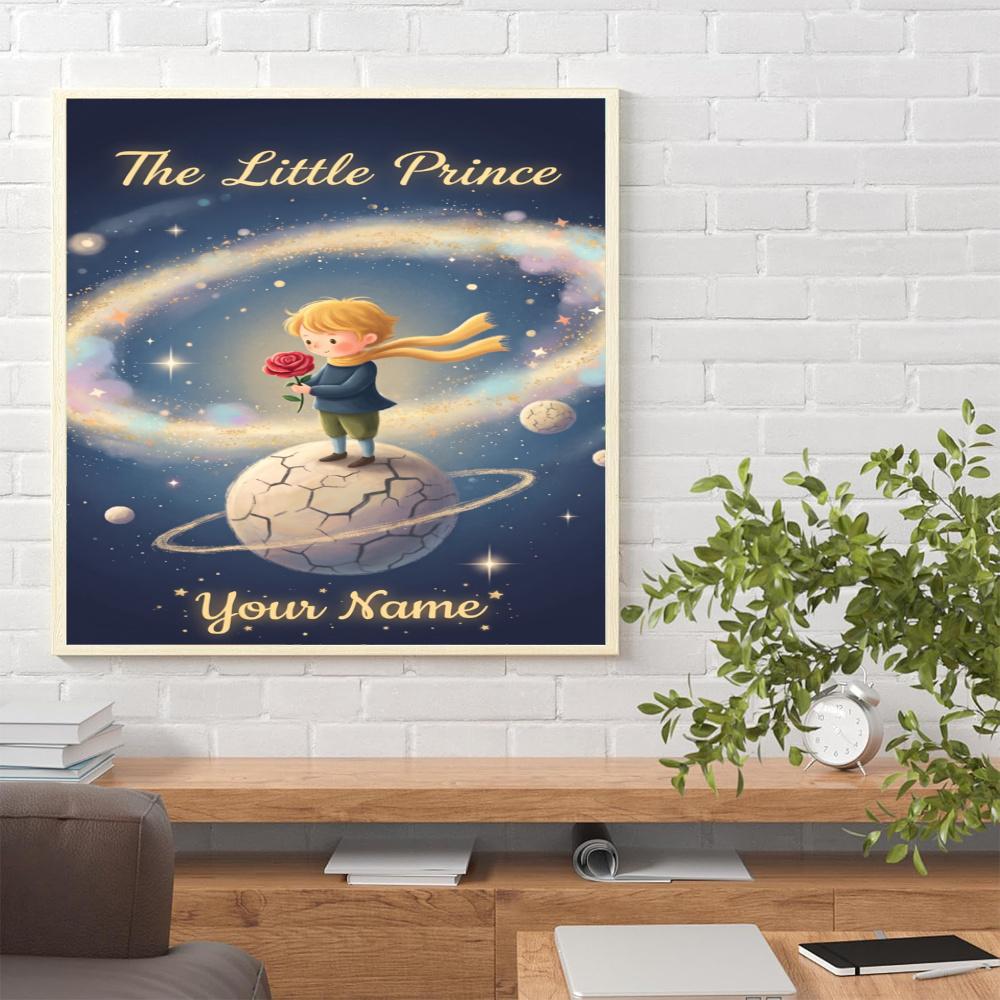 Little Prince Customize Your Name Diamond Painting Round Diamond Rhinestones Mosaic Diamond Embroidery Wall Paintings Rhinestones Gift Frameless