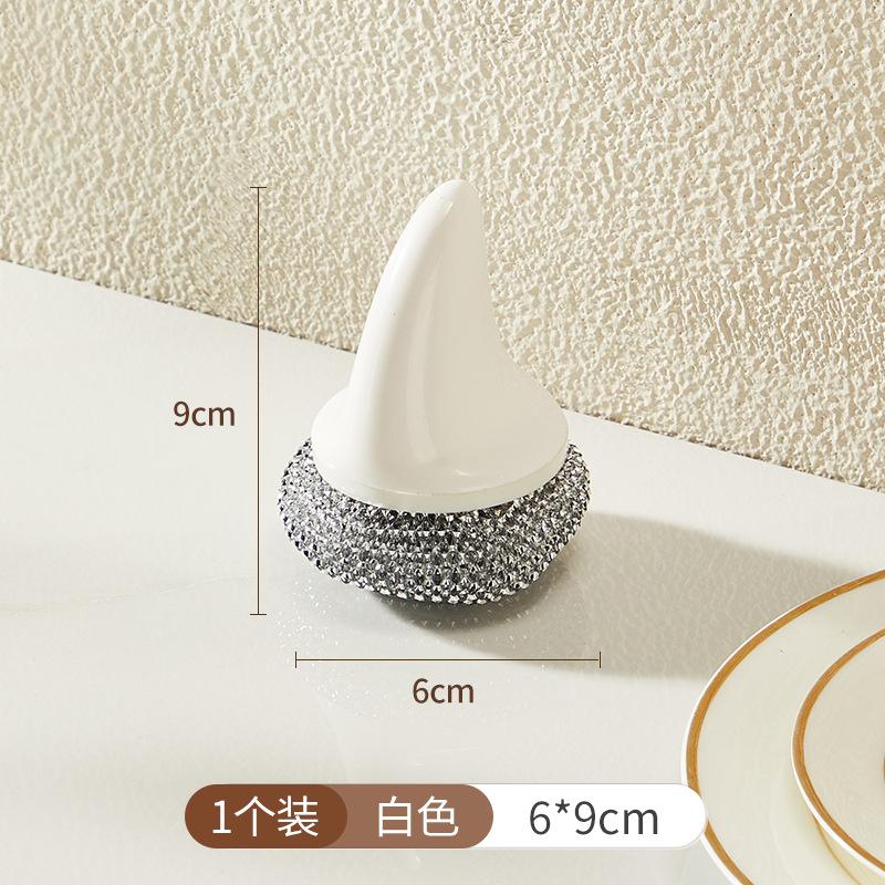 Kitchen, Non Damaging Pot, with Handle, Steel Wire Ball Cleaning Brush, Dishwashing and Pot Washing Brush, Non Greasy, Long Handled Brush