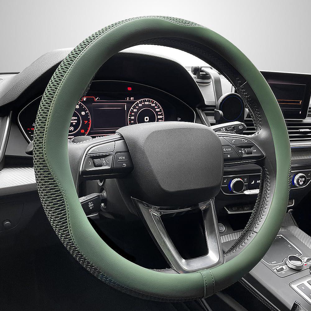 Ice Silk Steering Wheel Cover - Breathable, Sweat-Absorbent, Wear-Resistant for 15” Handles