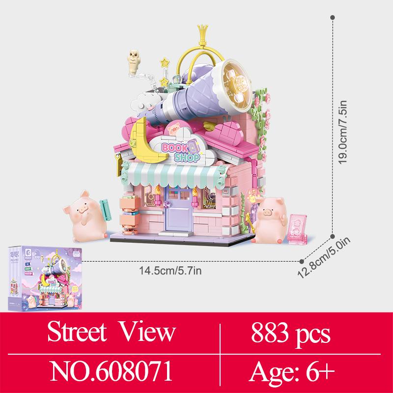 

883pcs City Street View Building Blocks For Kids Toys Streetscape Architecture Assemblage Mini Bricks