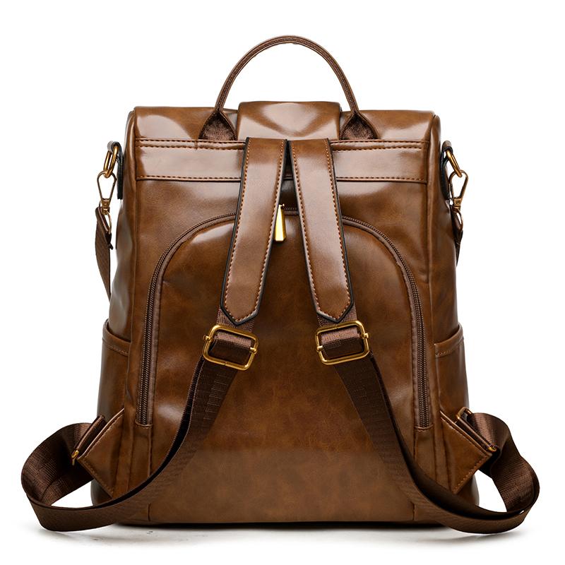 Soft Leather Letter Backpack Women's College Style Backpack Large Capacity Travel Bag