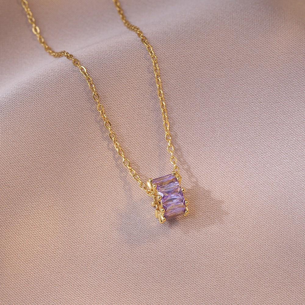 Women's Zircon-Inlaid Titanium Steel Slim Waist Necklace - Stylish & Versatile Collarbone Chain