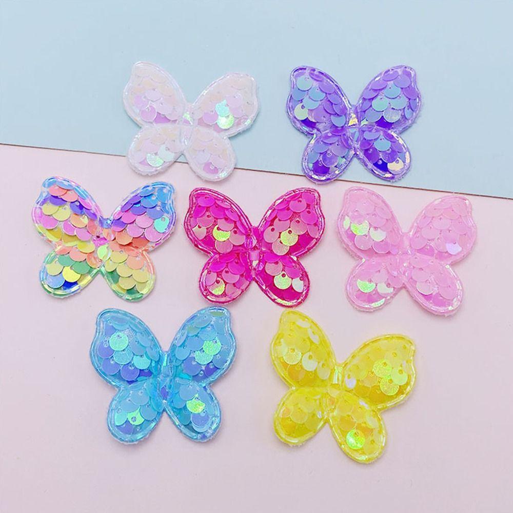 20Pcs Sew On Glitter Sequins Butterfly Patches 40x35mm Clothes Patches  Hat Shoes Sewing