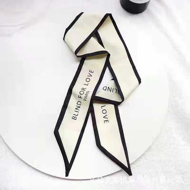 Small White And Tender Green Silk Scarf For Women, Thin Streamer, Headband, Hair Tie, Bag Decoration Long