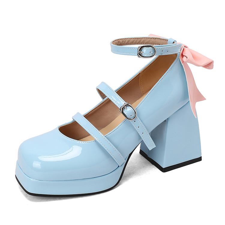 Pantofi de damă la modă din piele lăcuită cu toc înalt lolita, pantofi drăguți Mary Jane, pantofi pentru jocuri de rol nuntă, mărimi 31-43
