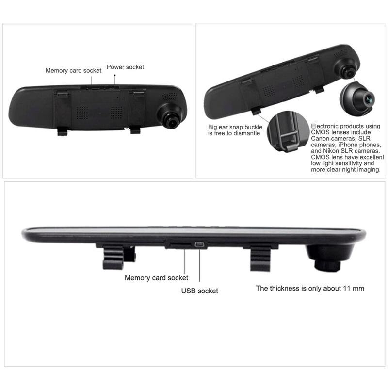 720P HD Car Rearview Mirror Driving Recorder Blue Screen Anti-glare 2.8 Inch Blue Mirror Default Initial Language English