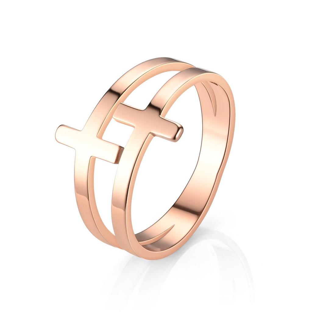 European & American Creative Hollow Double-Layer Cross Ring for Couples