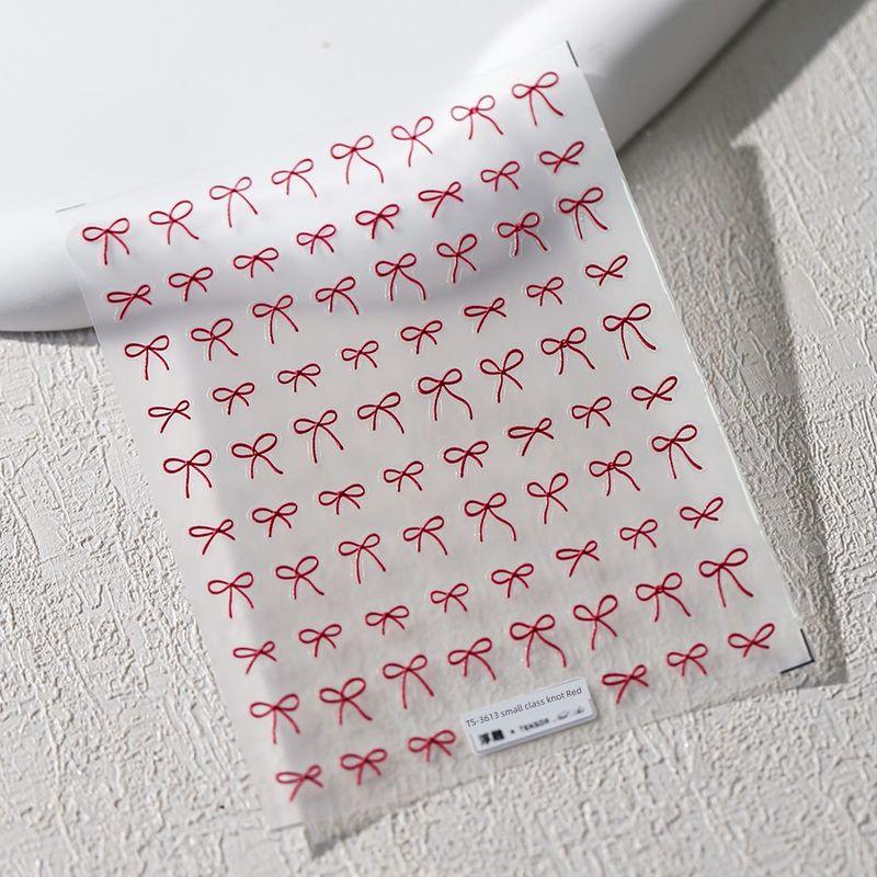 

Rose Red Small Bowknot Three-Dimensional Relief Nail Stickers Waterproof Nail Sticker Decorative Decals Ornament 3613 TS-3613 small Bows red (three-dimensional)