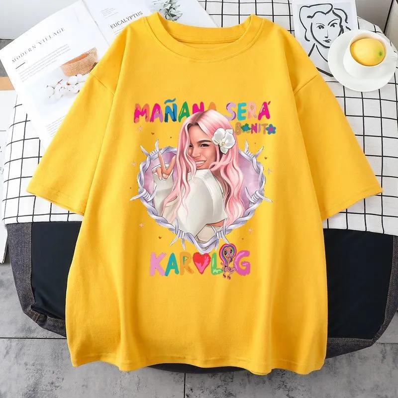Summer Karol G Bichota O-Neck Cotton T Shirt Men Women Casual Kawaii Short Sleeve Tees Tops Streetwear Oversized Y2k Top Ropa