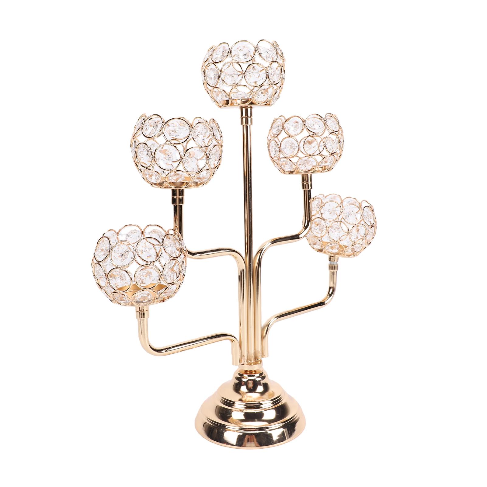 Bougeoir Vintage 5 Bras Porte-Bougies Verre Cristal Bougeoirs Chauffe-Plat Centres de Table pour Tables Mariage Fête Décor Salle à Manger