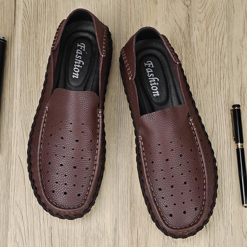 

Hot-selling casual leather shoes men s soft-sided leather high-end business large size 4748 one-pedal wide men s shoes 48
