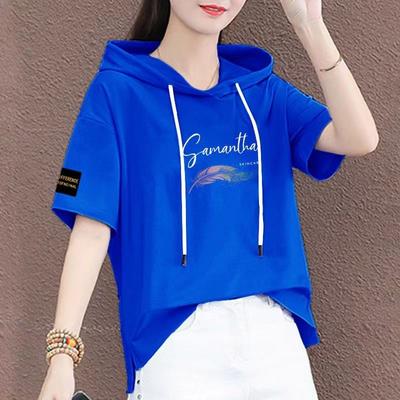 Women's Cotton Cartoon Hooded T-Shirt - Summer Fashion Short-Sleeved Loose-Fit Top