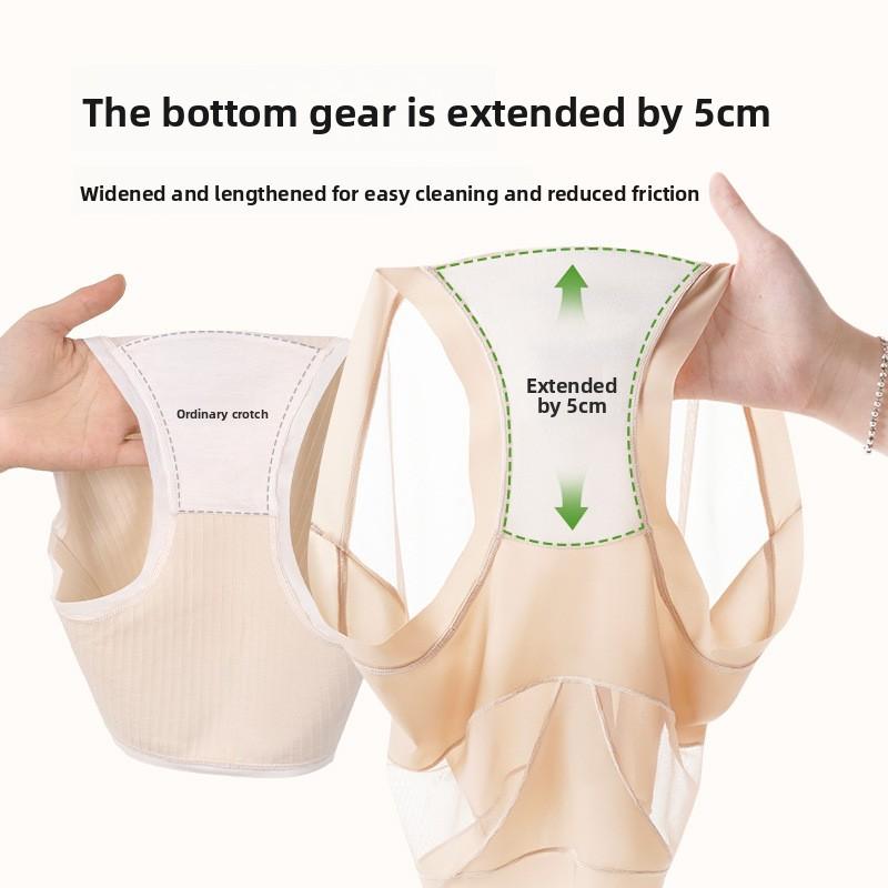 Plus Size Female Summer Ultra Thin Ice Silk High Waist Mulberry Silk Extended Crotch No Trace Briefs
