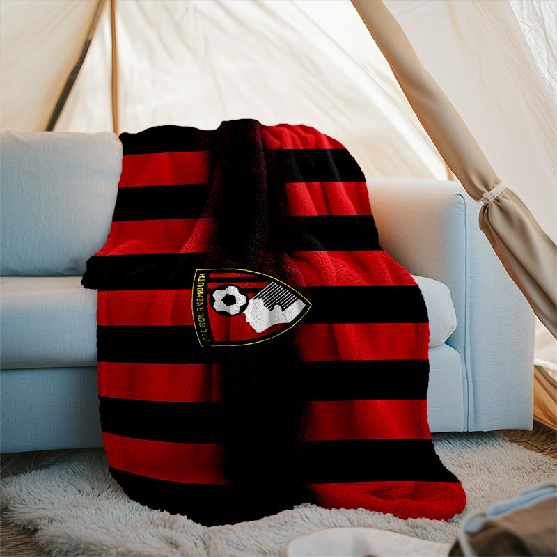 1PC Soccer Ball Afc Crest Printed Soft Flannel Blanket Throw for Adult Bedroom Living Room Sofa Camping Travel Fan Gifts Christmas Gifts