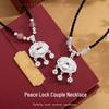 Ping An Fu Longevity Lock Necklace: Strawberry Crystal & Bodhi Beads, New Chinese Ethnic Clavicle Chain for Attracting Wealth