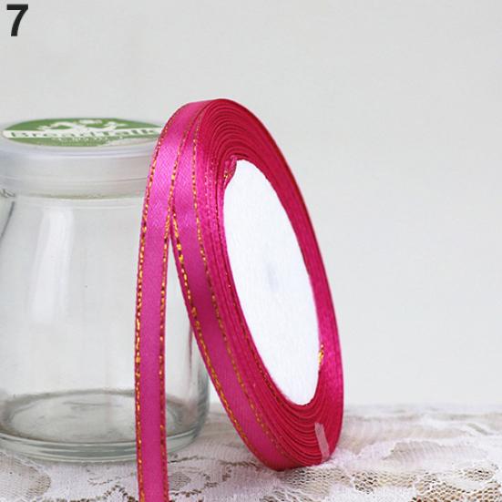 1 Roll 25 Yard 6mm Wide Golden Tone Rimmed Stain Ribbons Wedding Birthday Decor