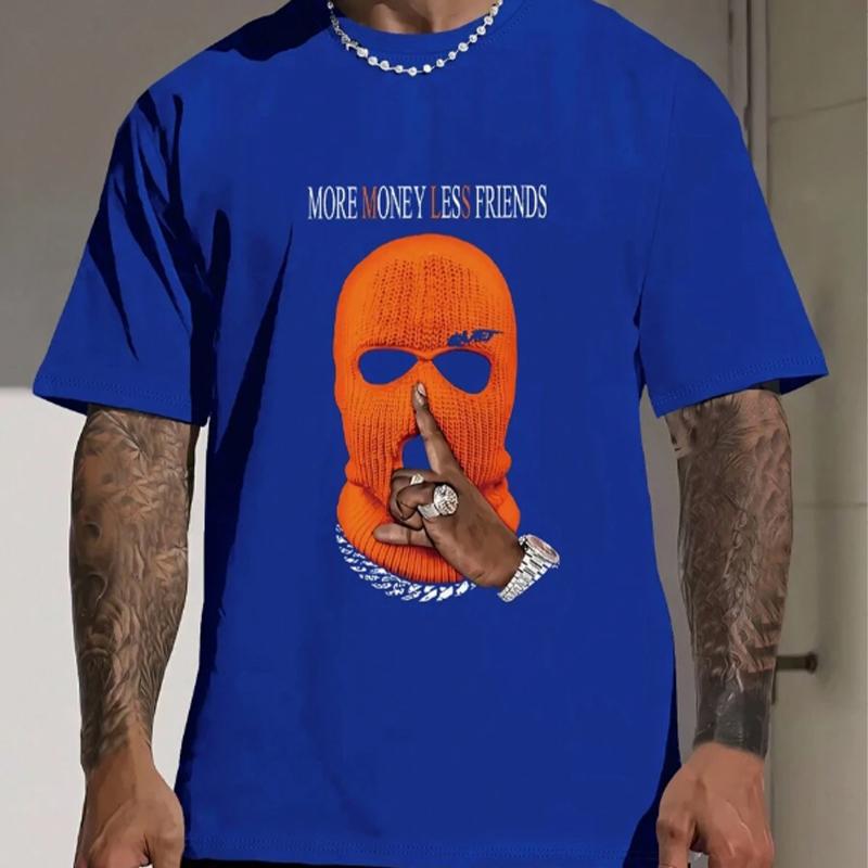 Новая летняя мужская модная футболка с забавной маской и принтом — фото 4